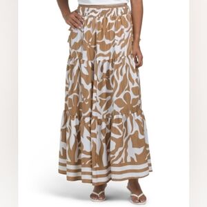 NWT - Calypso St. Barth Jungle Printed Tassel Accents Tiered Maxi Skirt - Size L